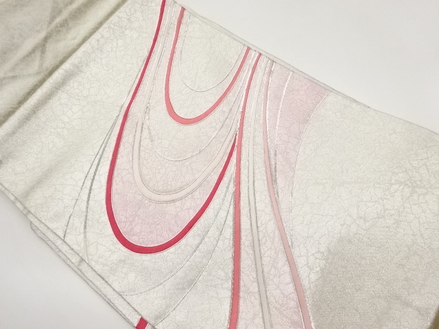 銀駒刺繍曲線模様名古屋帯